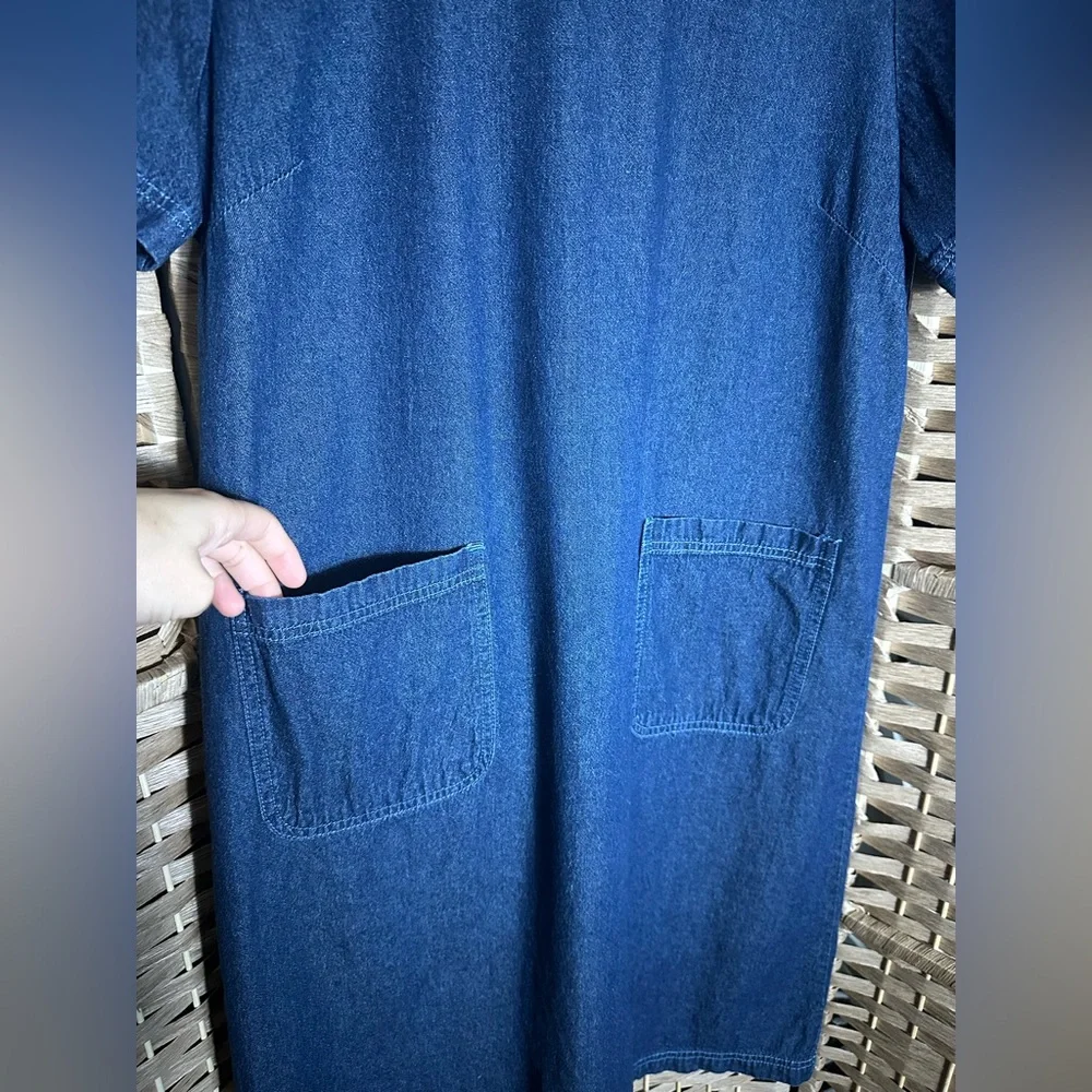 Blair 100% Cotton Made in India Front Pockets Denim Dress - Size Medium - Picture 4 of 11